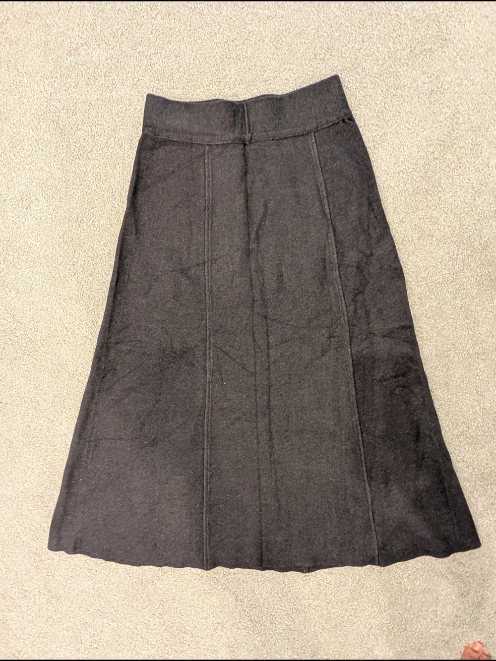 Zara Knit Charcoal Gray Midi Skirt, Medium - Picture 3 of 10
